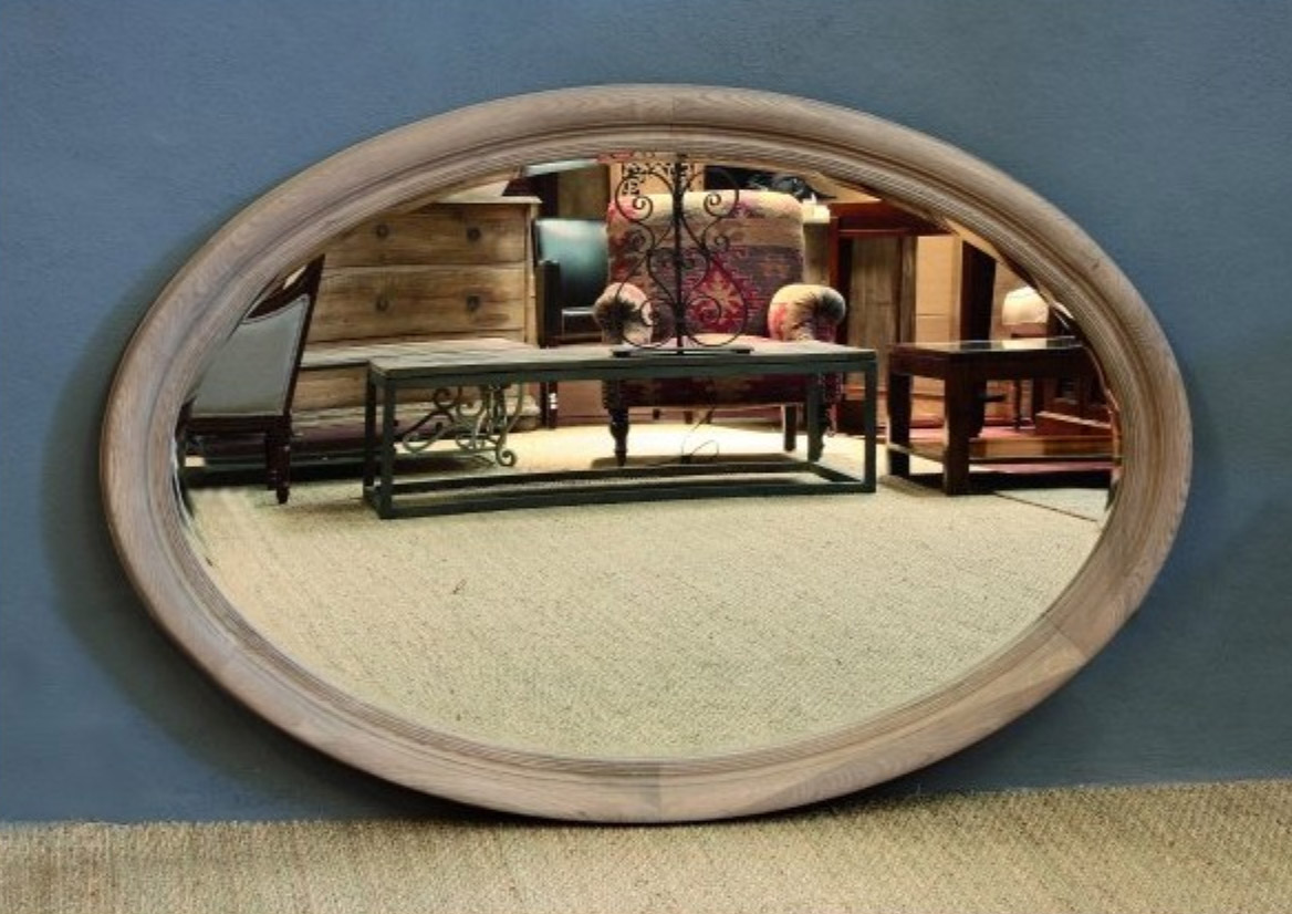 Espejo ovalado madera natural